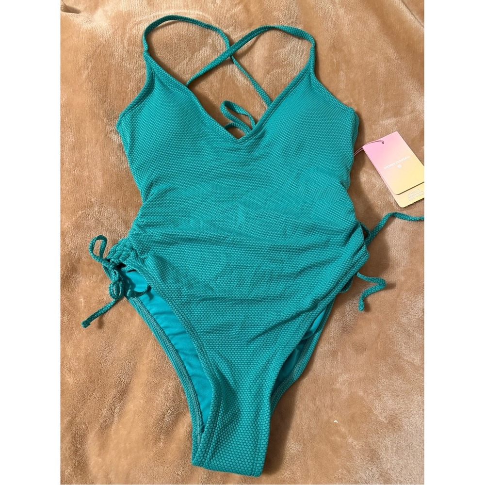 Stoney Clover Lane x Target Teal Honeycomb Textured Cheeky High-Leg One Piece S